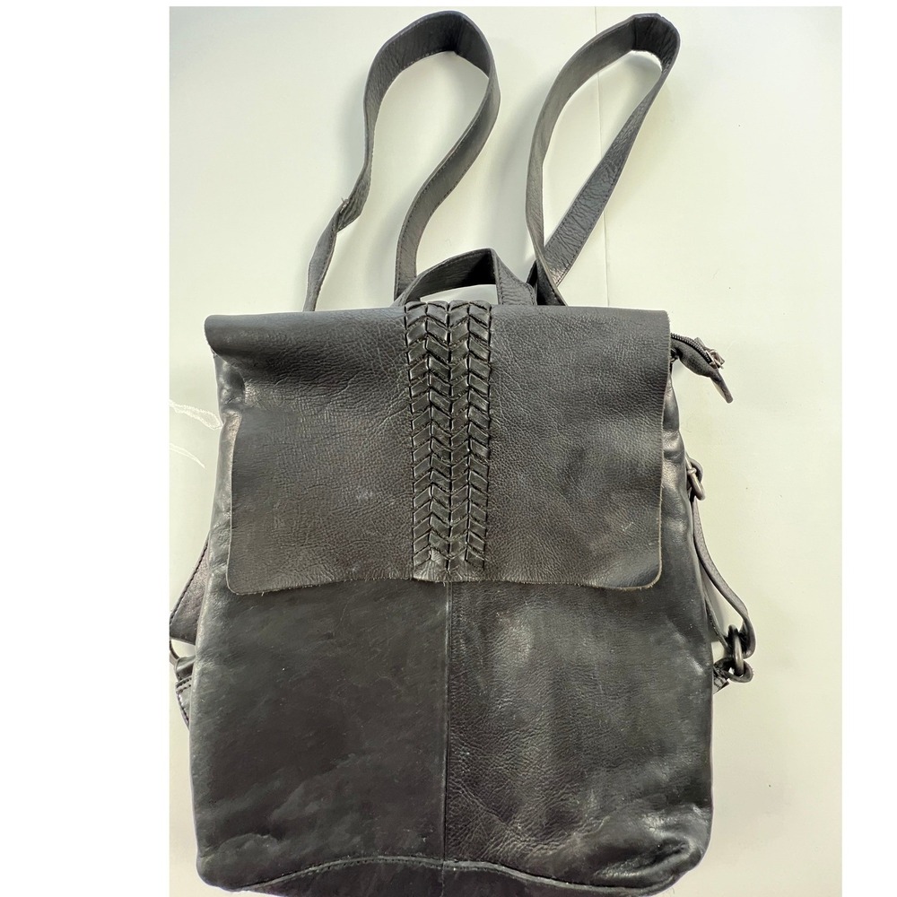 Valenca Holland Black Leather Suede Woven backpack Bag boho quietluxury luxe
